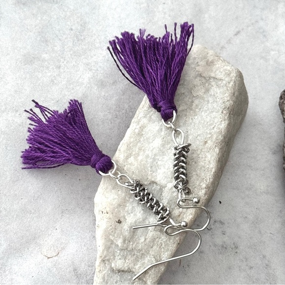 5 For $25💫Trendy Purple Hippie Gypsy Tassels Earrings Dangles - Picture 5 of 5